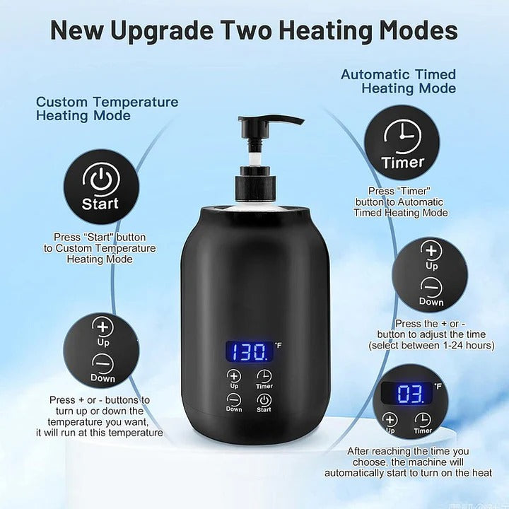 Electric Massage Oil Warmer, Digital Lotion Heater with Timer, Adjustable Temp, Spa Dispenser