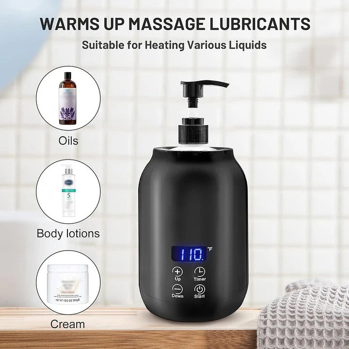 Electric Massage Oil Warmer, Digital Lotion Heater with Timer, Adjustable Temp, Spa Dispenser