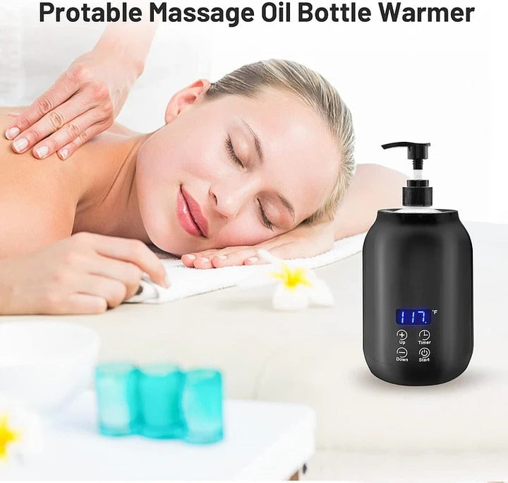 Electric Massage Oil Warmer, Digital Lotion Heater with Timer, Adjustable Temp, Spa Dispenser
