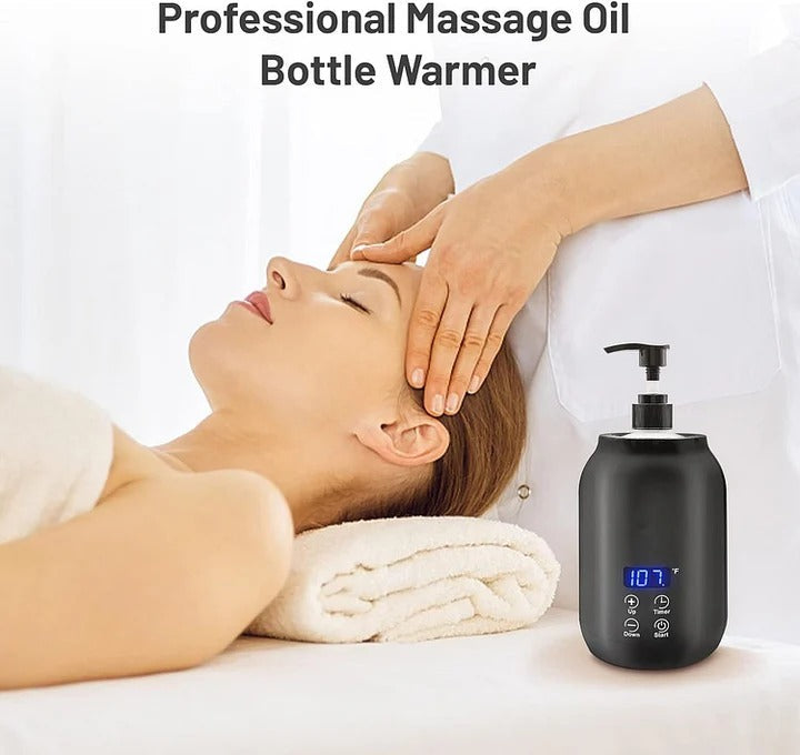 Electric Massage Oil Warmer, Digital Lotion Heater with Timer, Adjustable Temp, Spa Dispenser