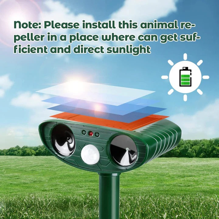 Solar Ultrasonic Woodpecker Repellent, Motion Activated Bird Deterrent, Outdoor Garden Protection