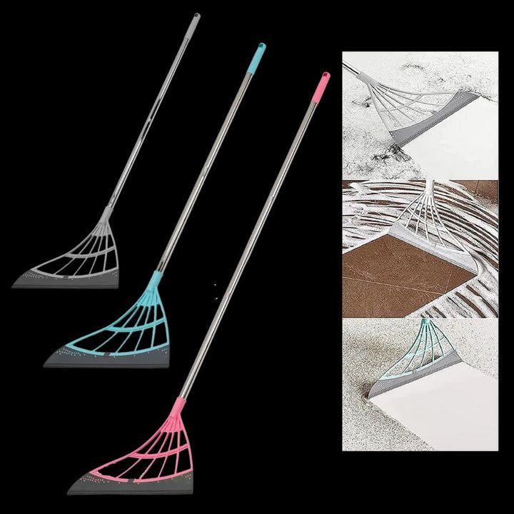 Telescopic Rubber Bristle Sweeper and Integrated Squeegee Edge