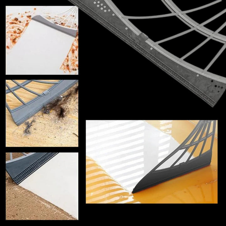 Telescopic Rubber Bristle Sweeper and Integrated Squeegee Edge
