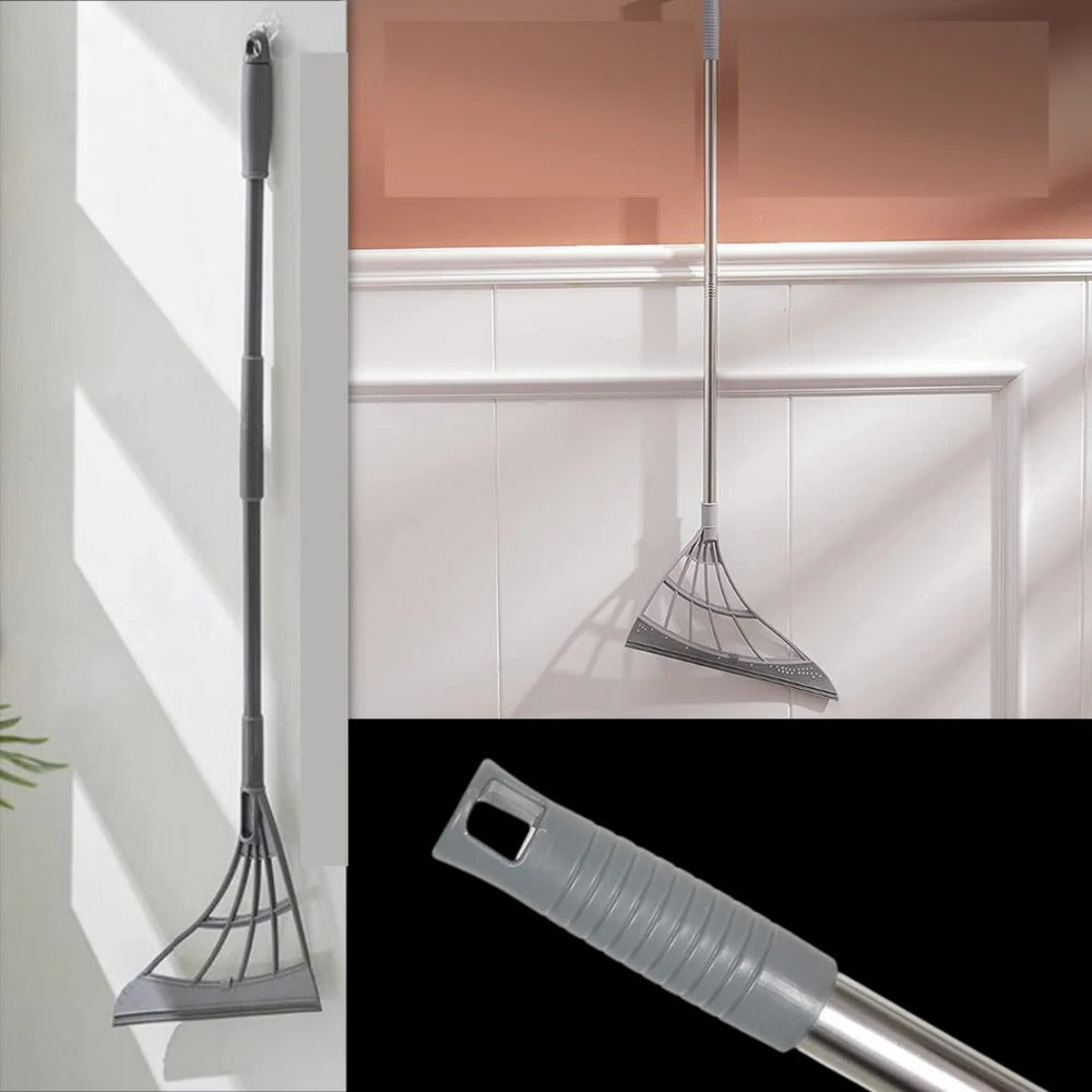 Telescopic Rubber Bristle Sweeper and Integrated Squeegee Edge