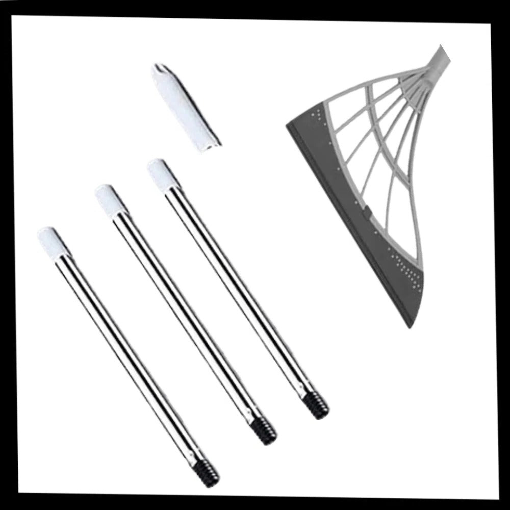 Telescopic Rubber Bristle Sweeper and Integrated Squeegee Edge