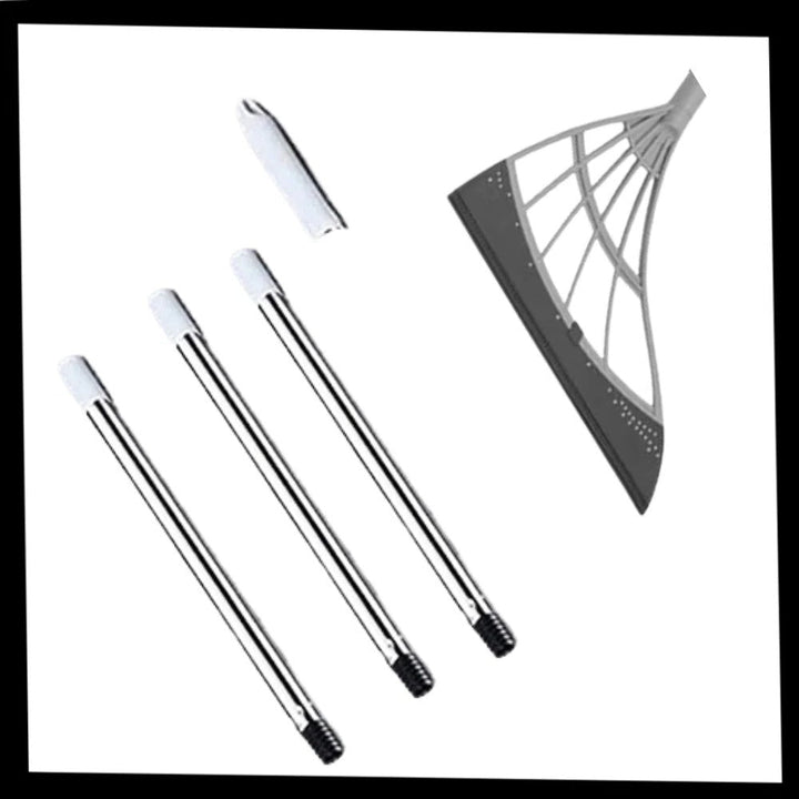 Telescopic Rubber Bristle Sweeper and Integrated Squeegee Edge