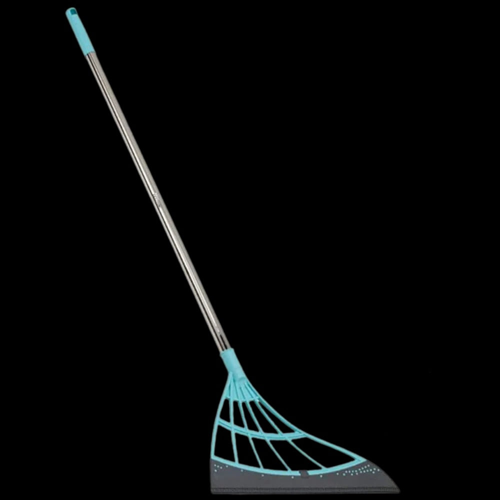 Telescopic Rubber Bristle Sweeper and Integrated Squeegee Edge
