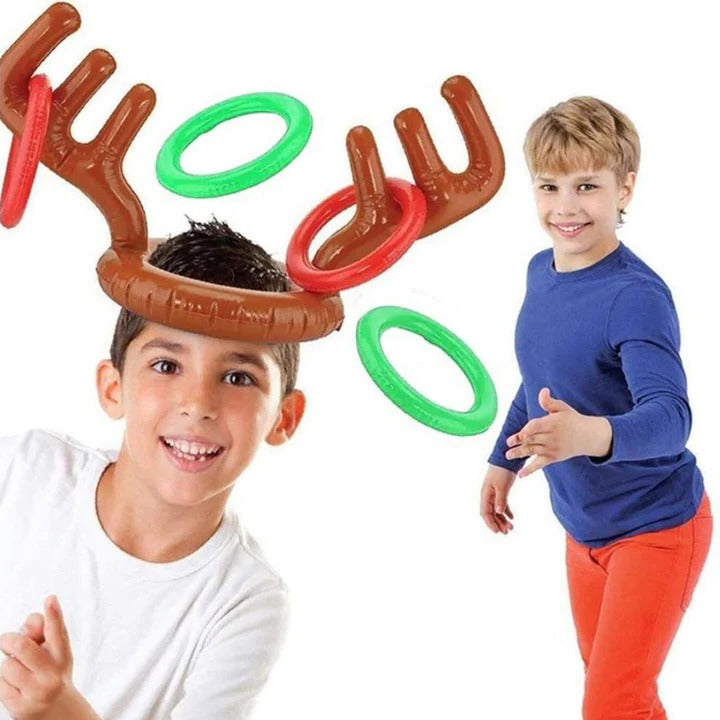 Inflatable Reindeer Antler Ring Toss and 12-Piece Party Game Set