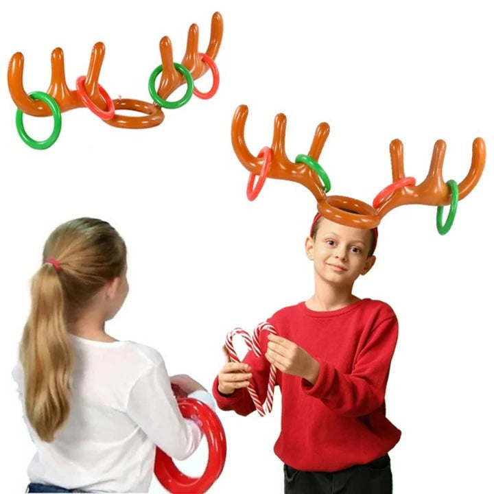 Inflatable Reindeer Antler Ring Toss and 12-Piece Party Game Set