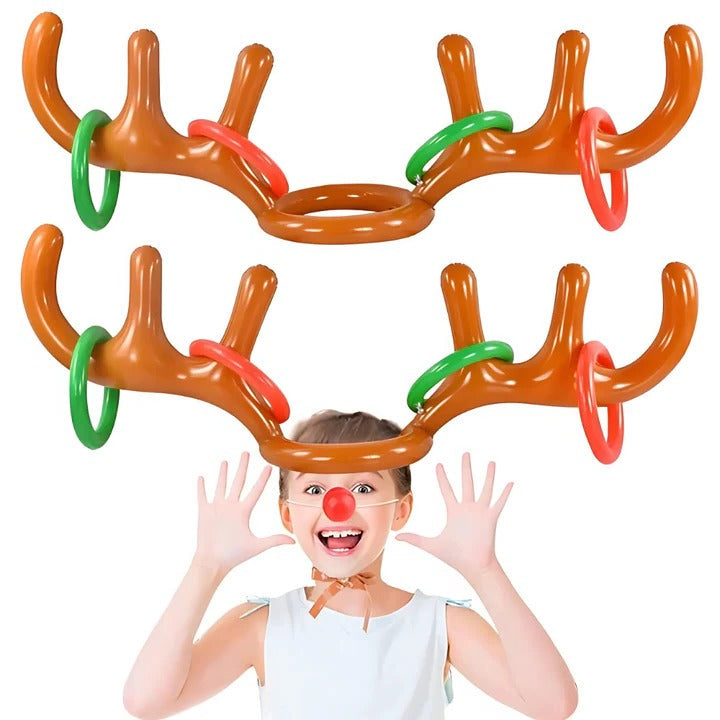 Inflatable Reindeer Antler Ring Toss and 12-Piece Party Game Set