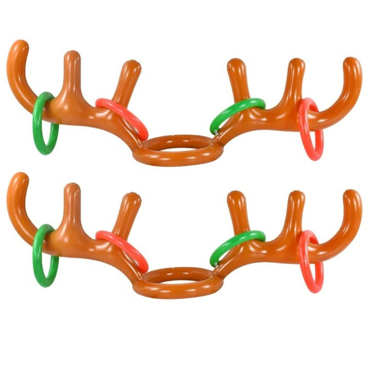 Inflatable Reindeer Antler Ring Toss and 12-Piece Party Game Set