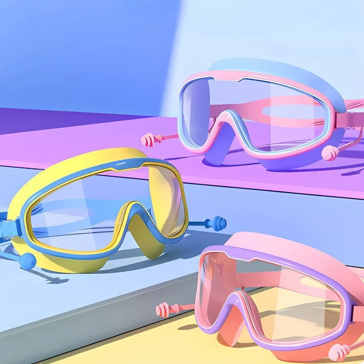 Kids Swim Goggles and Wide View and Anti-Fog Lenses