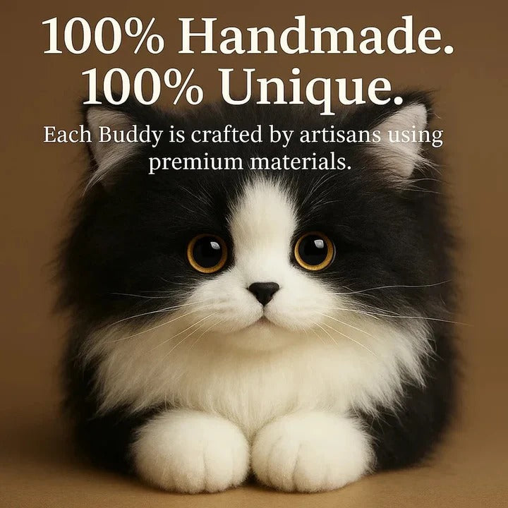 Black and White Plush Cat with Lifelike Features