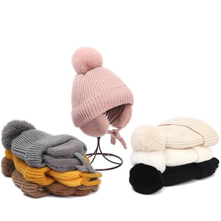 The Warm Kids Knit Beanie Winter Hat with Earflaps