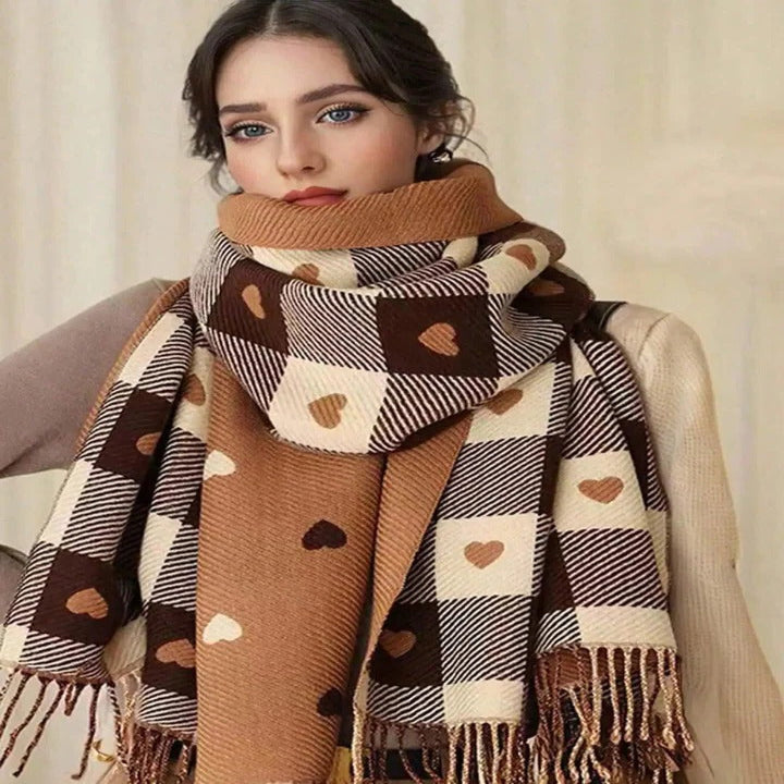 Elegant Looking Cozy Checkered Winter Scarf Shawl