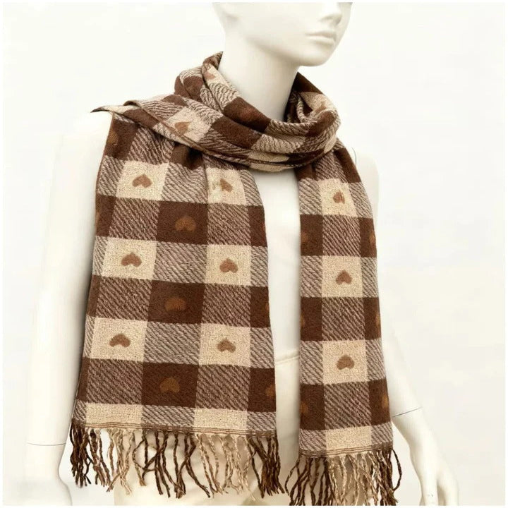 Elegant Looking Cozy Checkered Winter Scarf Shawl
