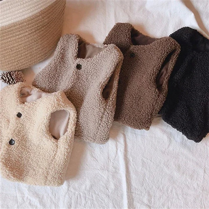 Warm Kids Lamb Wool Winter Waist Coat and Thick Sherpa Lined Vest