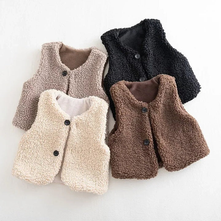 Warm Kids Lamb Wool Winter Waist Coat and Thick Sherpa Lined Vest