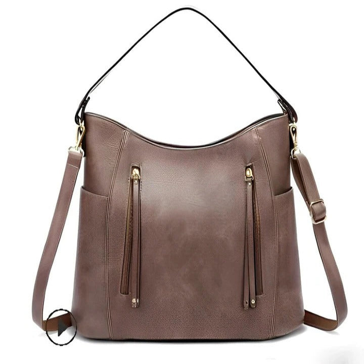 Elegant Ladies Vintage Leather Bag and Classic Retro Shoulder Tote