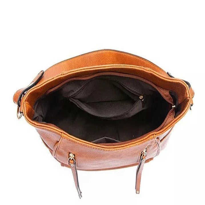 Elegant Ladies Vintage Leather Bag and Classic Retro Shoulder Tote