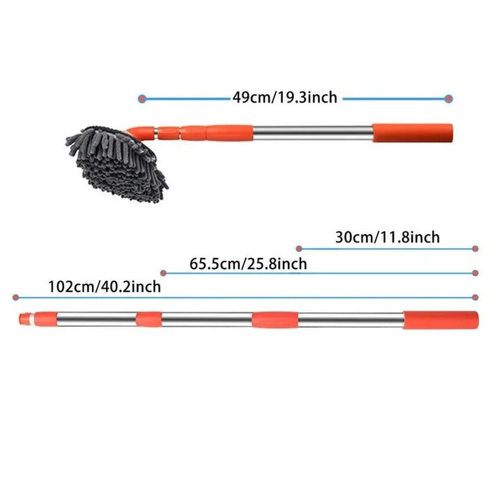 Retractable Car Wash Mop with Long Handle and 360 Degree Rotation