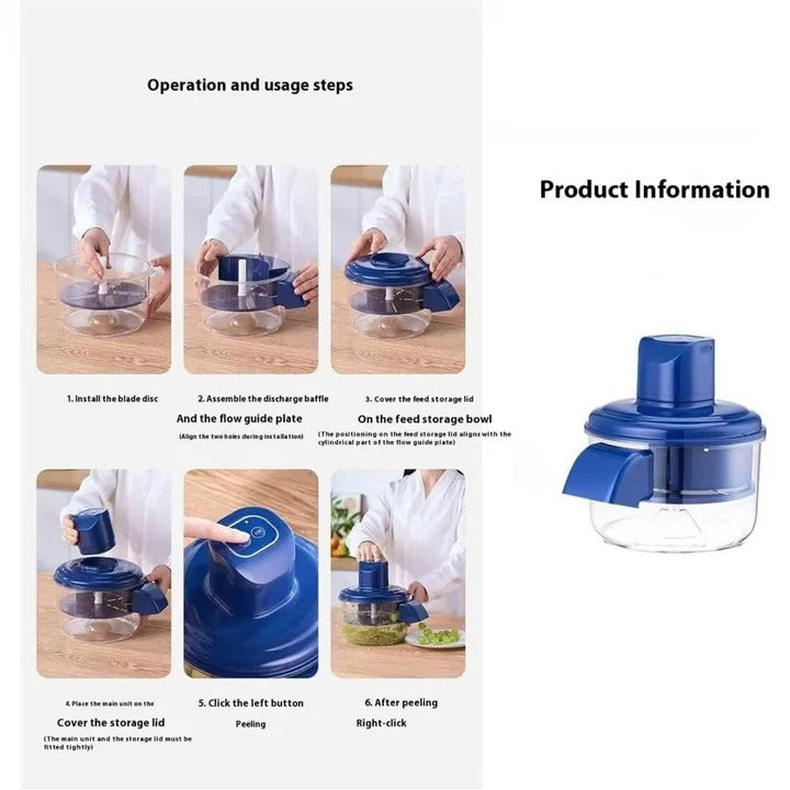 Automatic Kitchen Slicing Tool for Produce with Stainless Steel Blades and Rapid Peeling