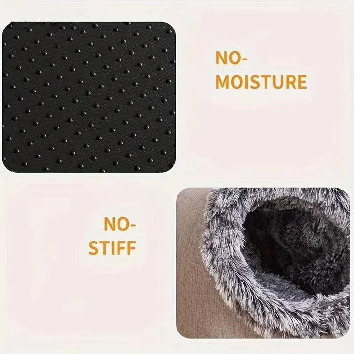 Thermal Feline Sleeping Cave with Faux Fur and Insulated Padding