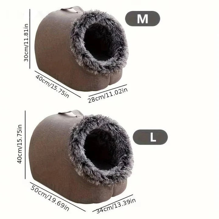 Thermal Feline Sleeping Cave with Faux Fur and Insulated Padding
