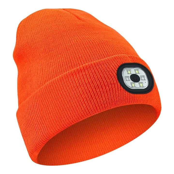 Rechargeable LED Beanie Hat for Winter with Integrated Illumination and Warm Knitted Protection