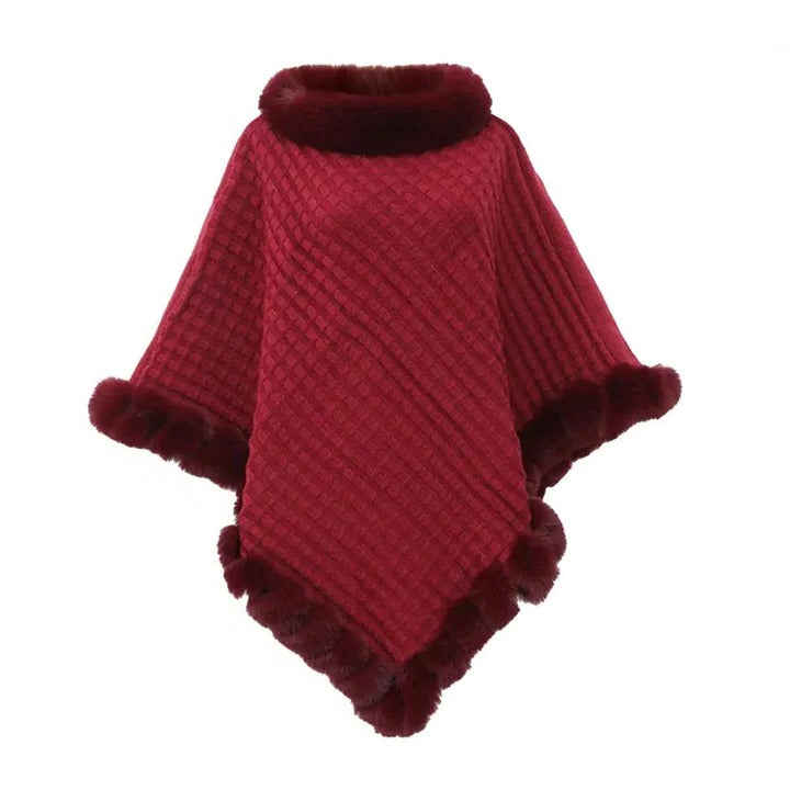 Elegant Winter Wrap and Faux Fur Shawl Cloak for Women with Soft Shaggy Lining