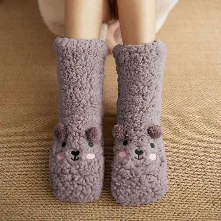 Soft Insulated Kawaii Bear Fleece Warm Socks with Adorable Character Design and Toasty Lining