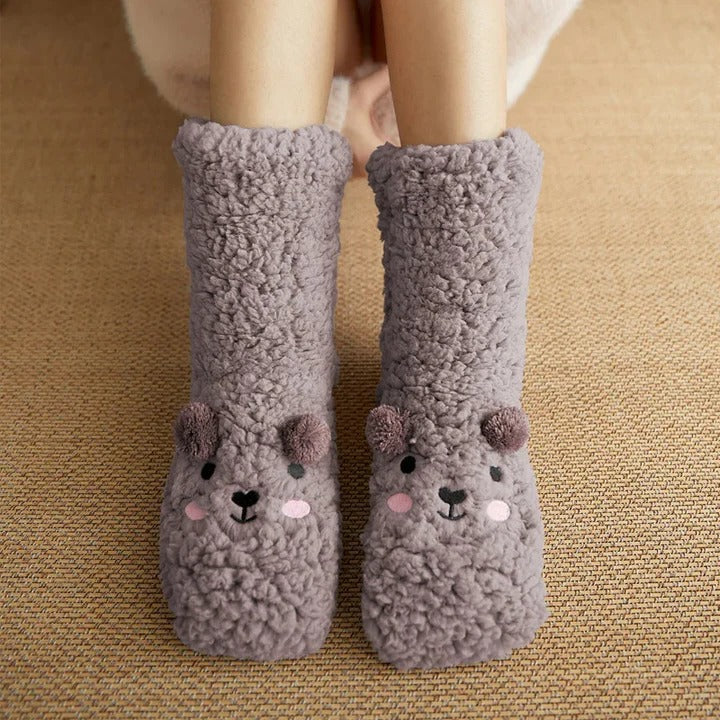 Soft Insulated Kawaii Bear Fleece Warm Socks with Adorable Character Design and Toasty Lining