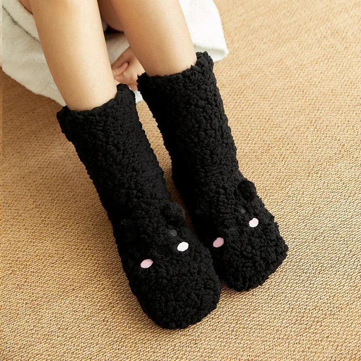Soft Insulated Kawaii Bear Fleece Warm Socks with Adorable Character Design and Toasty Lining