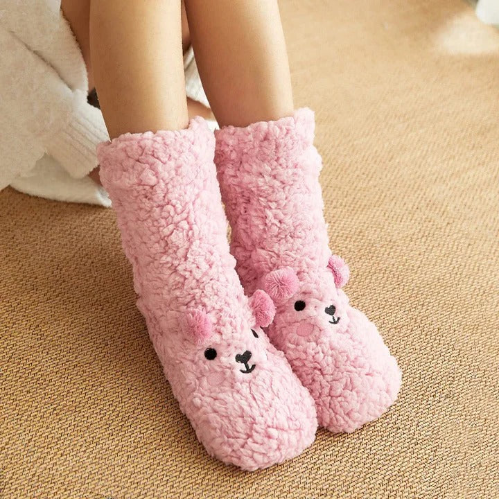 Soft Insulated Kawaii Bear Fleece Warm Socks with Adorable Character Design and Toasty Lining