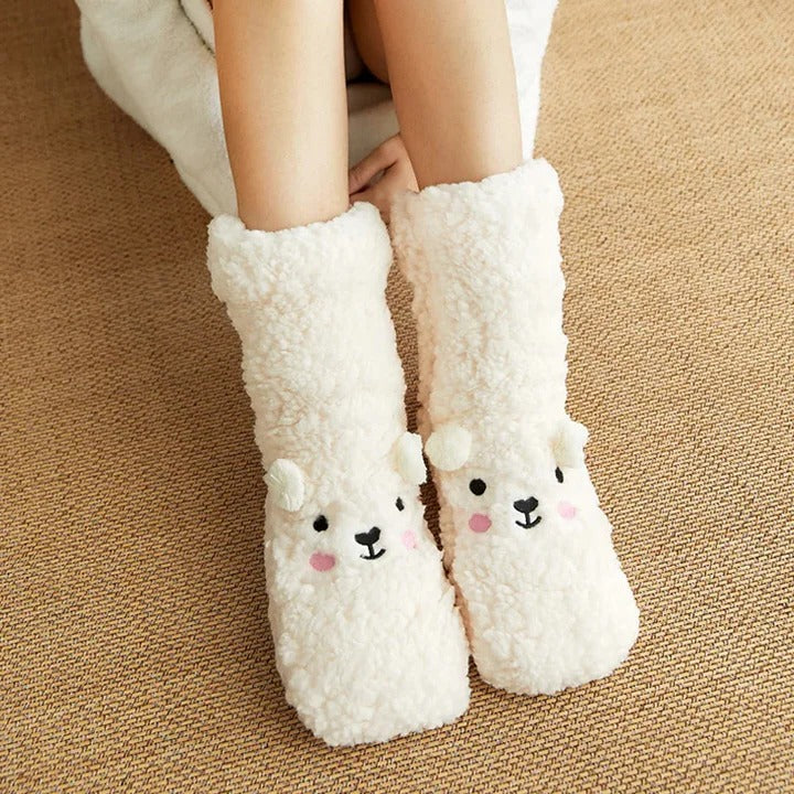 Soft Insulated Kawaii Bear Fleece Warm Socks with Adorable Character Design and Toasty Lining