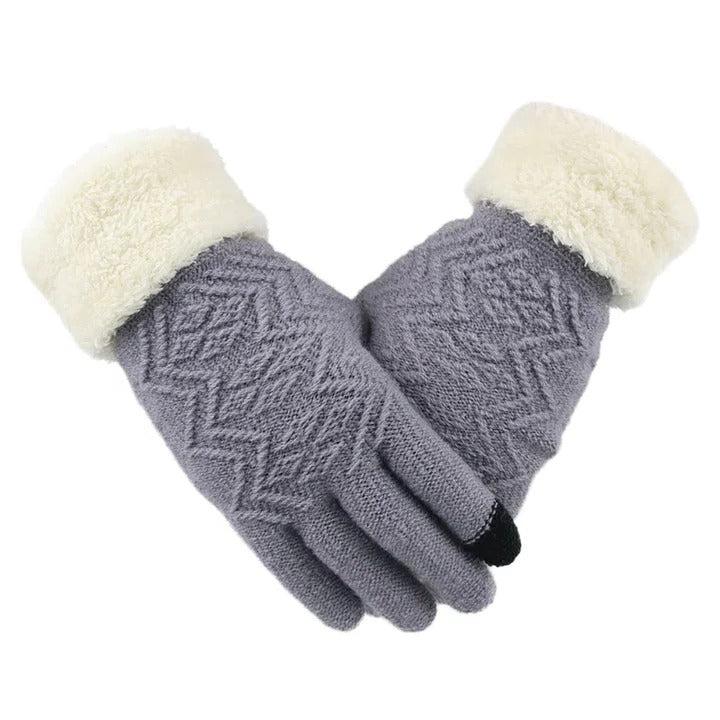 Thermal Conductive Plush Lined Touch Screen Knitted Gloves with Insulated Interior