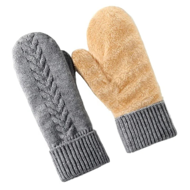 Dual Thermal Barrier Double Layer Fleece Lined Winter Mittens