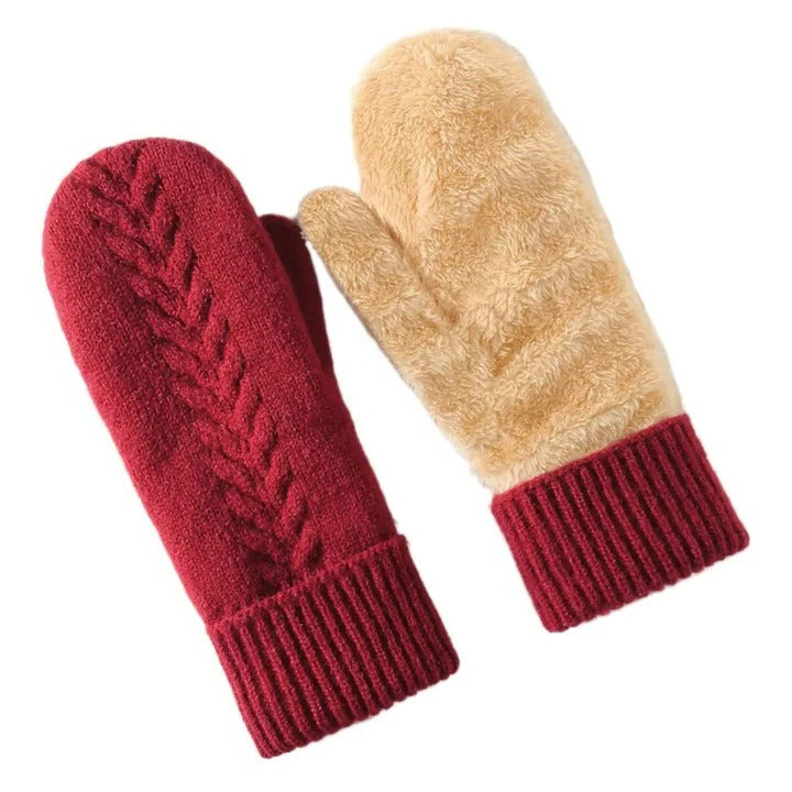 Dual Thermal Barrier Double Layer Fleece Lined Winter Mittens