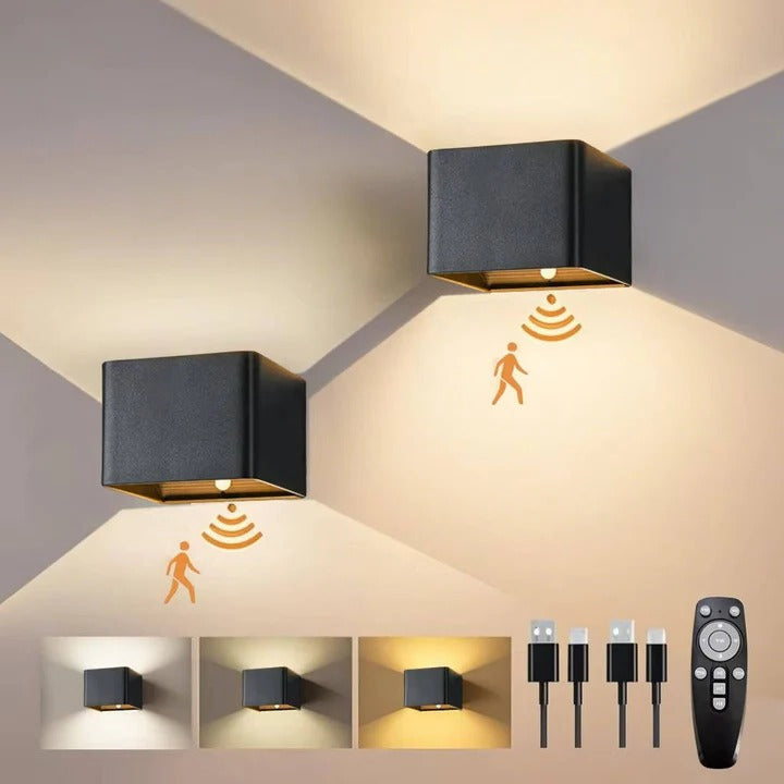 Interior Mounted Ambient Fixture and Indoor Wall Light with Motion Sensor and Remote Control