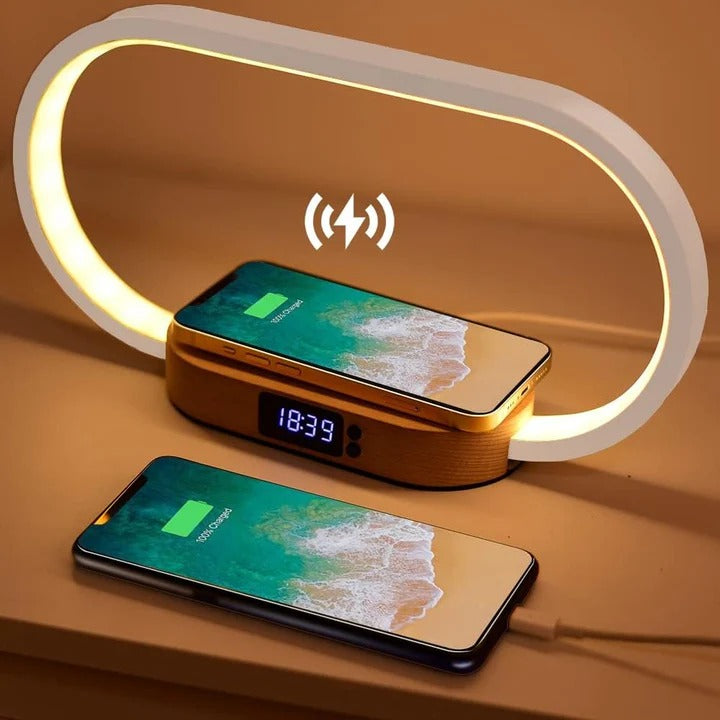 Timekeeping Bedside Station and Alarm Clock with Wireless Charging and Night Light
