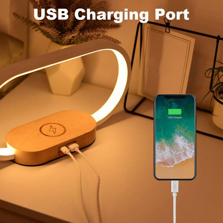 Timekeeping Bedside Station and Alarm Clock with Wireless Charging and Night Light