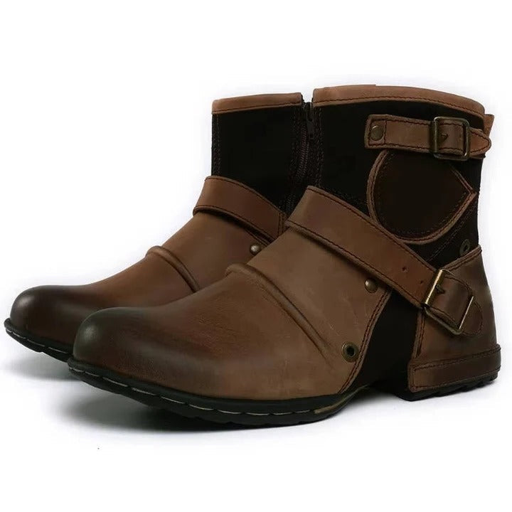 Masculine Heritage Buckle-Fastened Footwear and Mens Vintage Style Buckled Ankle Boots