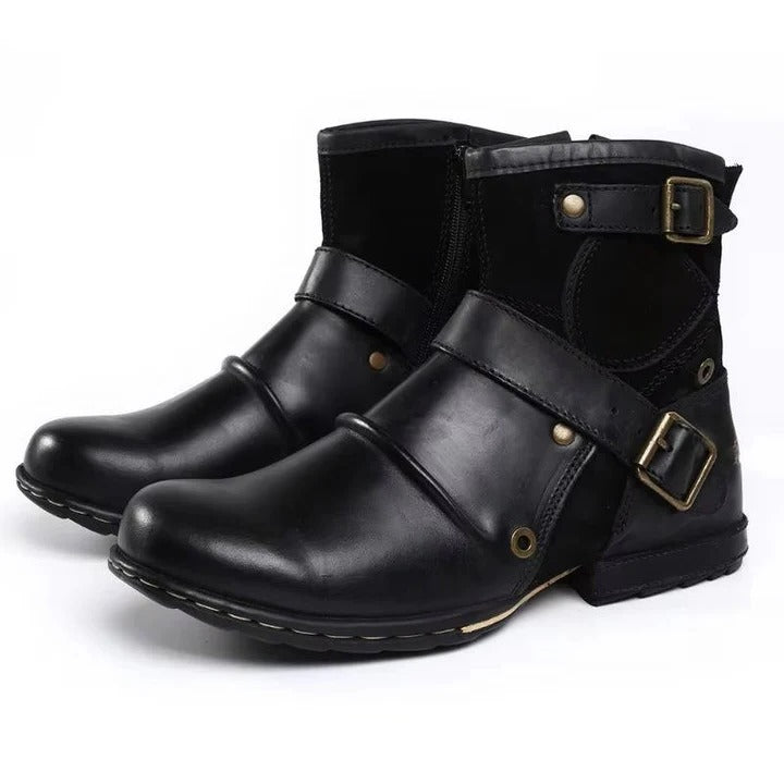 Masculine Heritage Buckle-Fastened Footwear and Mens Vintage Style Buckled Ankle Boots