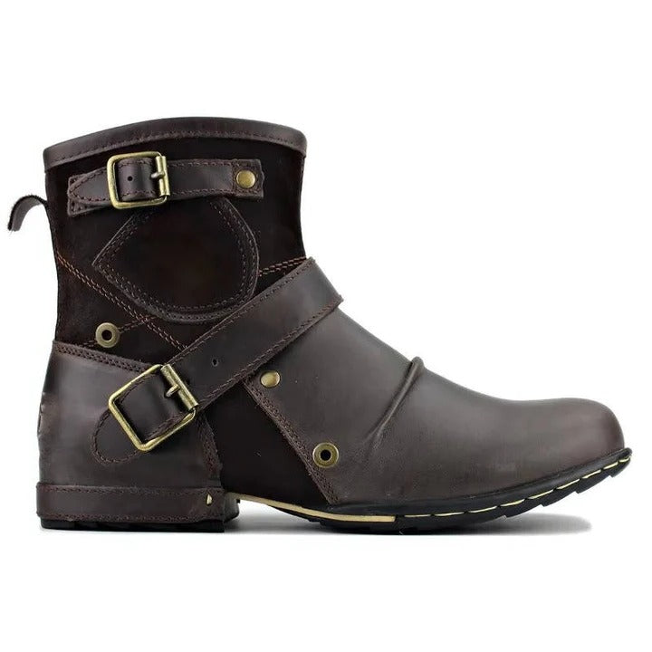 Masculine Heritage Buckle-Fastened Footwear and Mens Vintage Style Buckled Ankle Boots