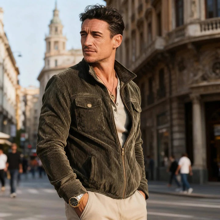 Ribbed Cotton Outerwear and Mens Corduroy Jacket with Textured Fabric Finish