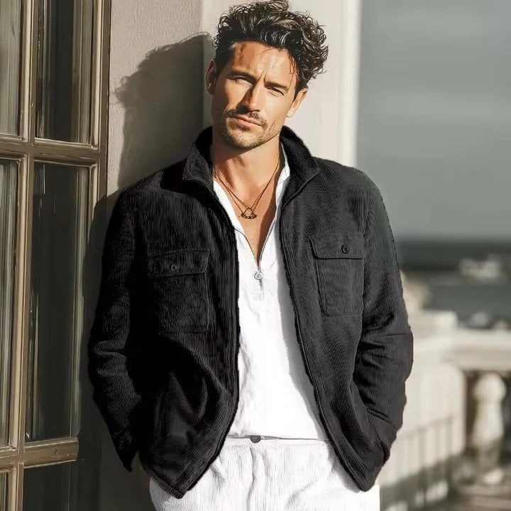 Ribbed Cotton Outerwear and Mens Corduroy Jacket with Textured Fabric Finish