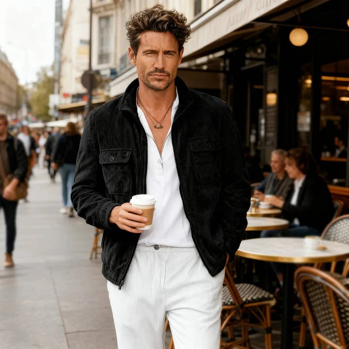 Ribbed Cotton Outerwear and Mens Corduroy Jacket with Textured Fabric Finish