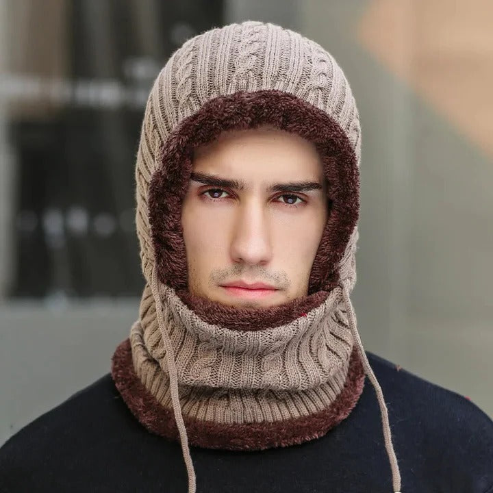 Thermal Woven Hooded Enclosure and Winter Knit Hat Balaclava with Scarf