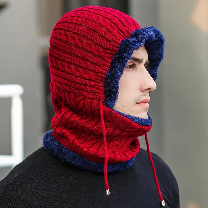 Thermal Woven Hooded Enclosure and Winter Knit Hat Balaclava with Scarf
