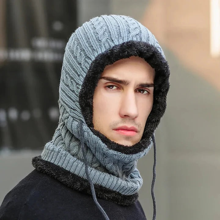 Thermal Woven Hooded Enclosure and Winter Knit Hat Balaclava with Scarf